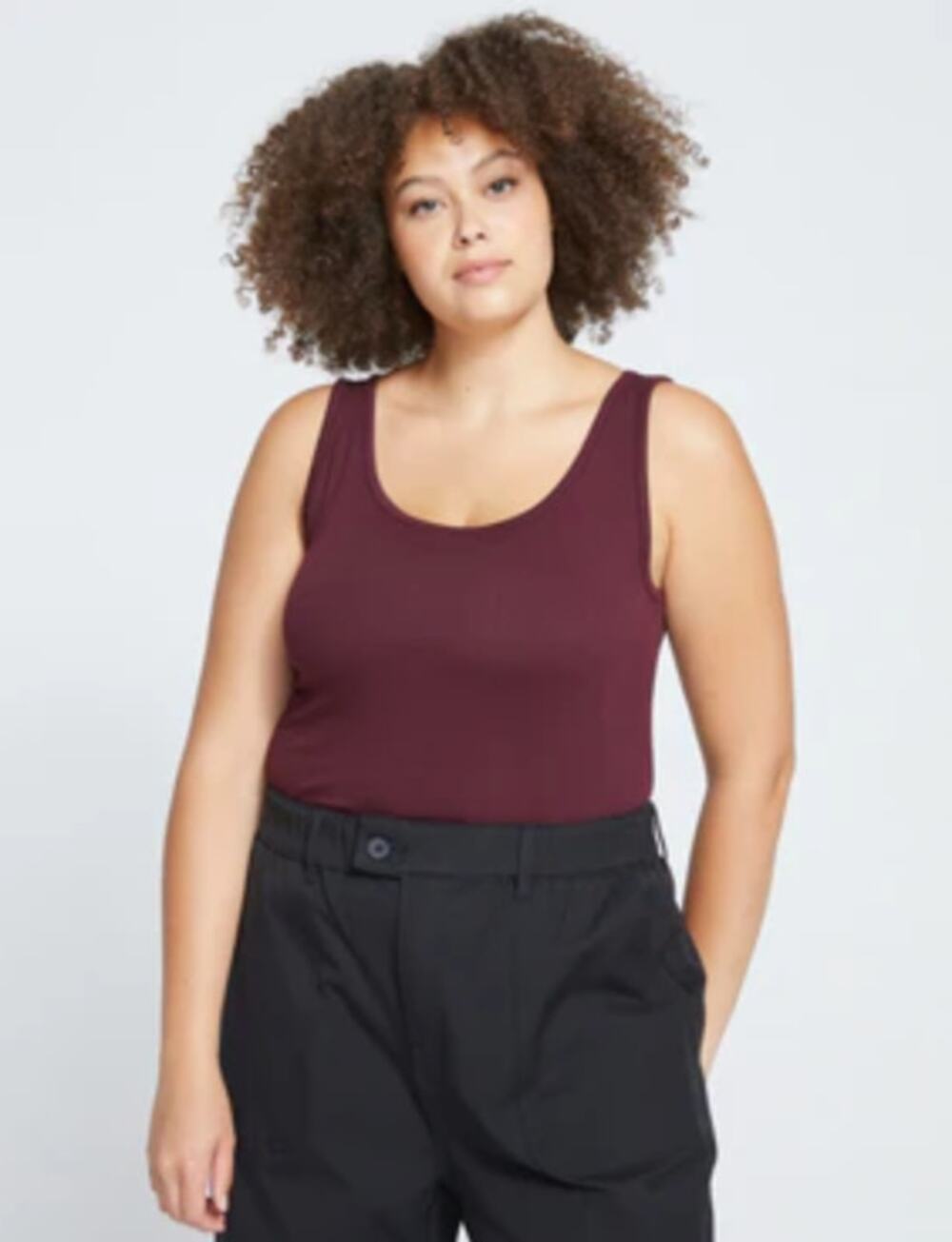 Universal Standard Square Neck Tank Top 4XS 00 0 Black Cherry Red NWT Shirt